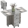 thumbnail image 1 of HOMCOM Table à Manger Pliable, Table à Abattants sur Roulettes, Chêne Gris Vieilli, 1 of 10