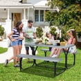 thumbnail image 2 of Gymax Picnic Table Set, 54'' x 59'' x 28.5'', with 1 Picnic Table and Bench, Grey (1 Count), 2 of 10