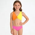 thumbnail image 2 of Girls Two Piece Swimsuit Set Knotted Color-Block Crop Top & Shorts in Mint Green Size 3-12 Years, 2 of 4