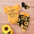 thumbnail image 2 of Gupgi 3Pcs Girl Clothes Set, Short Sleeve Romper + Long/Short Pants + Headband, 2 of 10