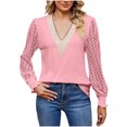 thumbnail image 1 of Birdeem Women's Solid Colored V-Neck Long Sleeve Textured Fallow Jacket Tops Blouse, 1 of 1