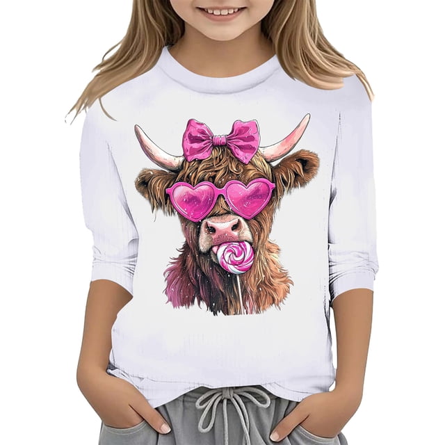 T-shirt de Mode pour Filles à Manches Raccourcies pour la Saint-Valentin. Blanc 110/3 A-4 A