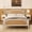 White+Walnut Bed Frame, variant on Queen Size Bed Frame,Upholstered Platform Bed,Soft Boucle Wingback Headboard,Wood Bed Support and Slats,Curved-Shaped Headboard Queen Bed Frame for Adult,Easy Assembly,Beige