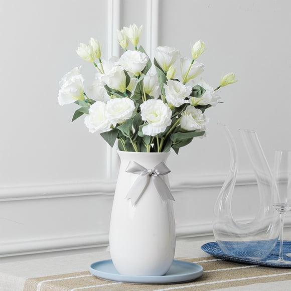 Bouquet Artificiel, Arrangement Floral d'Eustoma, Faux s Floral pour Déco Maison, Centre de Table de Mariage, Remplissage de Vase de Table, Cadeau Romantique pour Anniversaire, Décoration de Fête de la Saint-Valentin