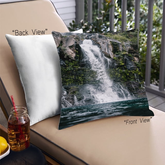 Ahgly Company Earth Waterfall Coussin Décoratif d'Extérieur, 18 Po X 18 Po