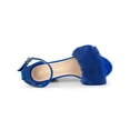 thumbnail image 4 of BLISSFUL STEP Women's Ankle Strap Faux Fur Block Heels Sandals Deep Blue (Size 8), 4 of 6