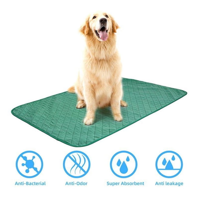 Pet Dog Potty Training Pad Reusable Washable Leak Proof Pee Pad Natural Bamboo Fiber Premium Waterproof Pad /Bed Mat Cleanup Training Soft Absorbent Protection Potty Mat Green Color S siz