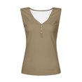 thumbnail image 4 of Timegard Womens Tank Tops Summer Ribbed V Neck Button Sleeveless Slim Basic Tee Casual Going out Tops, 4 of 5