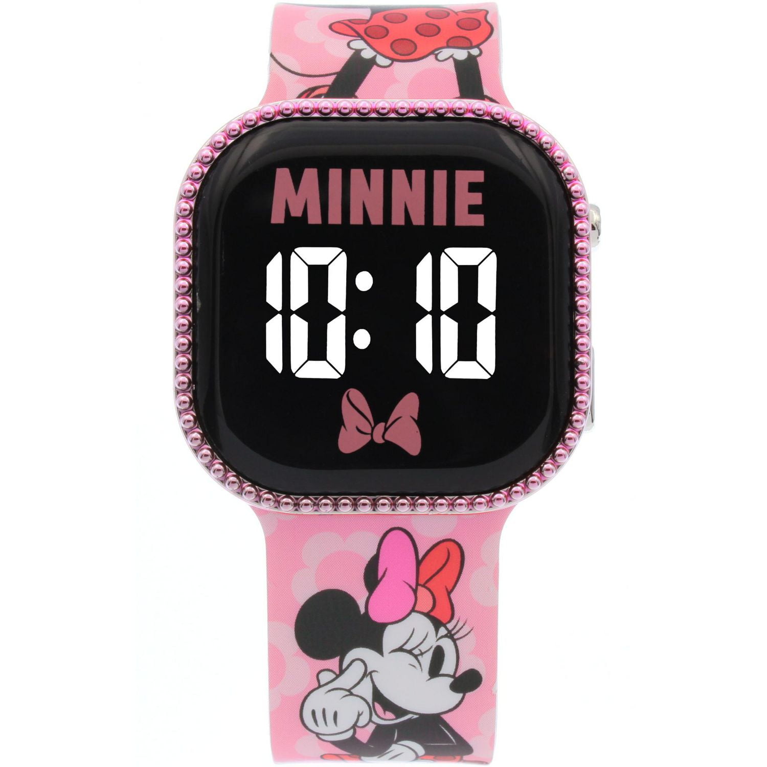 Disney Minnie Mouse Kids Digital Watch With Pink Character Print Strap