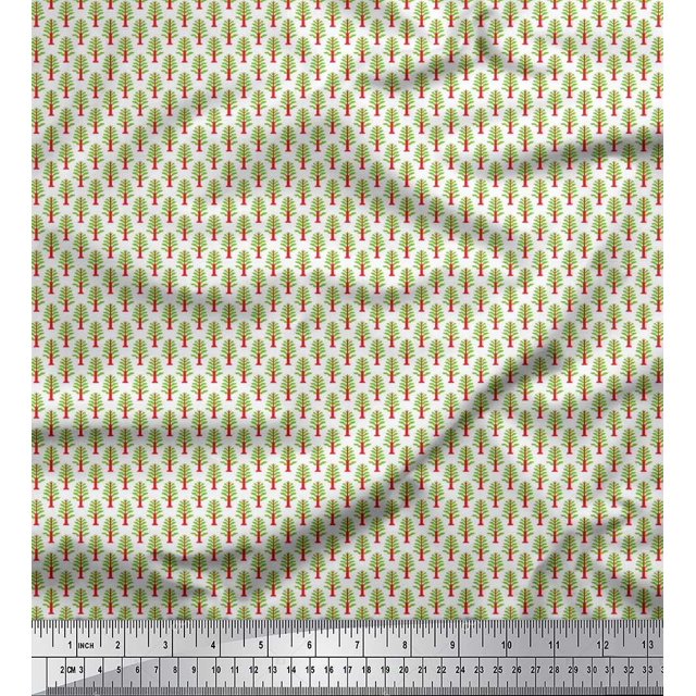 Soimoi Tissu Poly Georgette Arbre Petit Imprimé Tissu au Mètre 42 Pouces de Large
