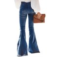 thumbnail image 3 of Women's Multicolor/Black/Sky Blue Distressed Bell Bottom Denim Pants, 3 of 8