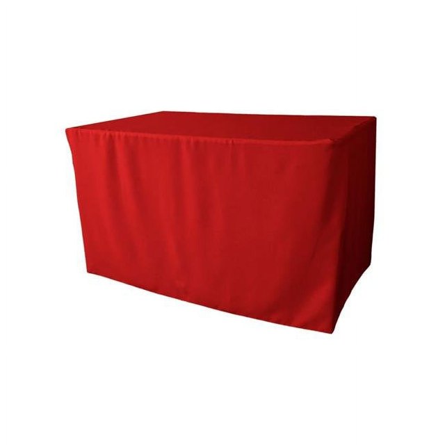 LA Linen TCpop-fit-48x30x30-RedP98 1.8 lbs Polyester Poplin Fitted Tablecloth, Red