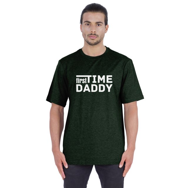 Inkmeso Men's Graphic Printed "First Time Daddy" Short Sleeve Tee Shirt Jersey Shirt For Dad