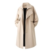 NTACZA Mens Jackets Winter Wool Yellow Peak Lapel Peacoat Mid-Length Full Zip Trench Coat Winter Coats for Men,XXXL