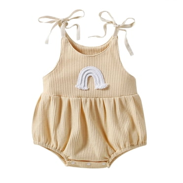 MeetoTime Baby Boys Girls Solid Color Sling Jumpsuit Newborn Infant Summer Beach Rompers 0-24M