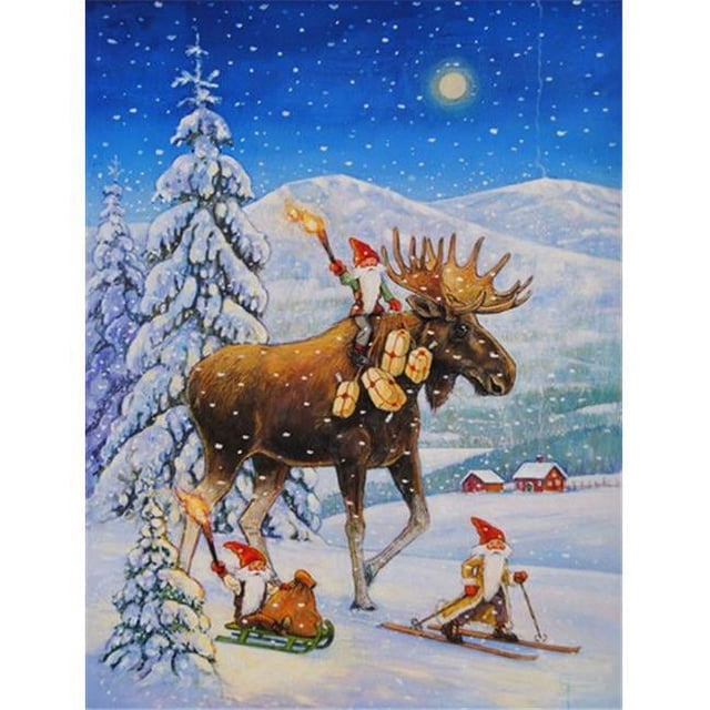 Carolines Treasures ACG0102CHF Christmas Gnome Riding Reindeer Flag Canvas House Size