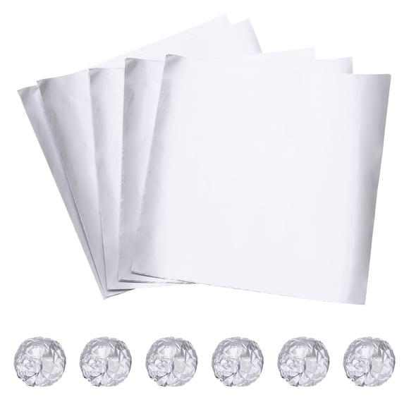 Uxcell 100 Pcs 6 x 6 Inch Square Aluminum Foil Candy Wrappers, Silver Tone