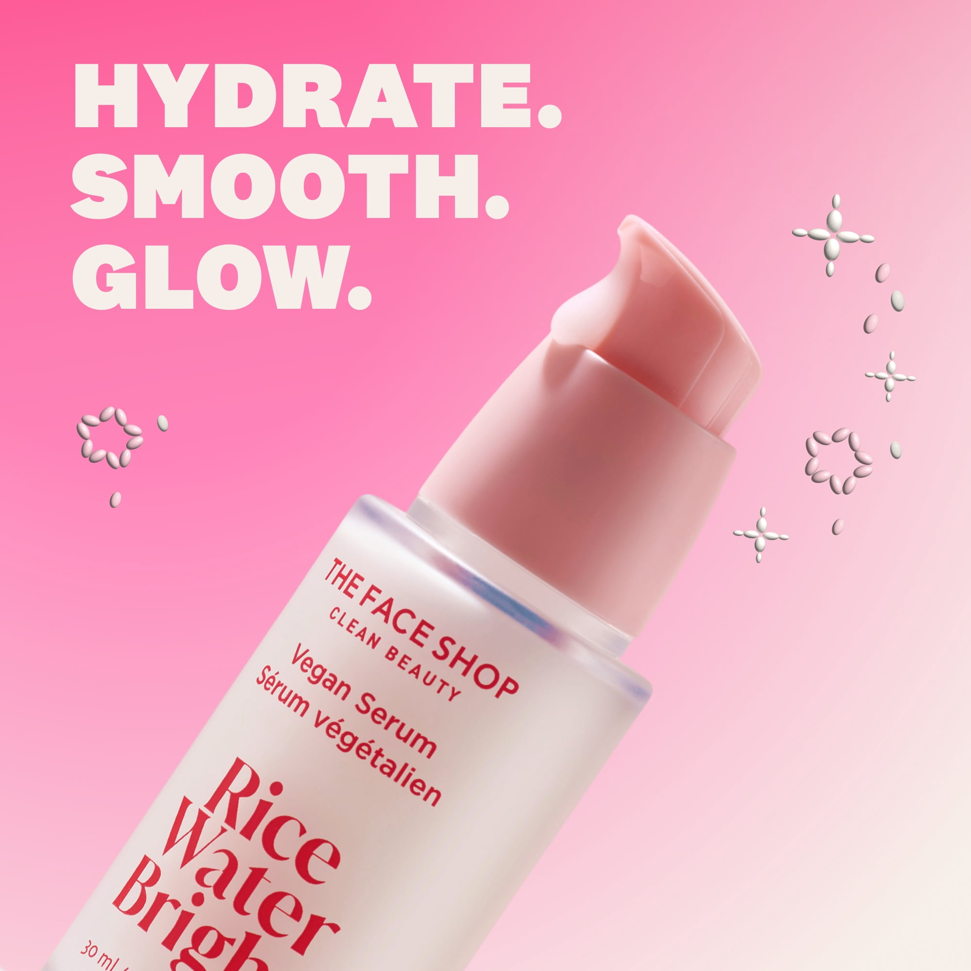 THE FACE SHOP Rice Water Bright Vegan Serum with Hydrating Hyaluronic Acid and Niacinamide, Korean Skin Care, 30 ml