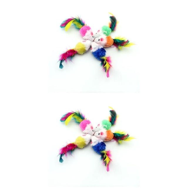 Transemion Pack of 10 Pet Mini Mouse Teasing Toy Outdoor Chasing Training Mice Interactive Toys Pets Supplies Color Random 2Set