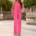 thumbnail image 2 of Besolor Women's 2024 Summer Casual Elegant Jumpsuits Ruffle a Shoulder Long Pants Wide Leg Rompers for Work Party, 2 of 6