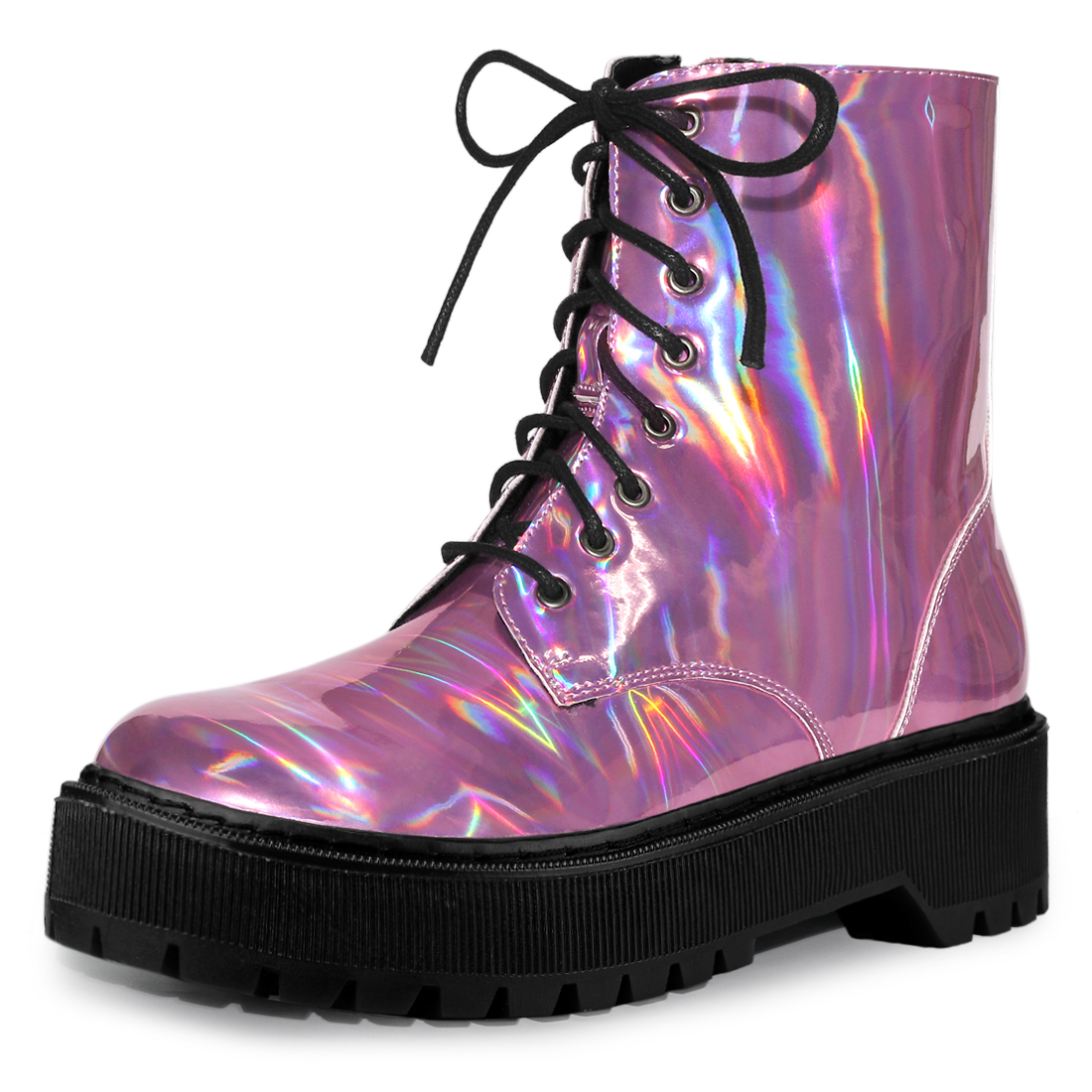 Unique Bargains Bottines de Combat à Lacets à Plateforme à Bout Rond pour Femmes