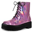 thumbnail image 1 of Unique Bargains Bottines de Combat à Lacets à Plateforme à Bout Rond pour Femmes, 1 of 6