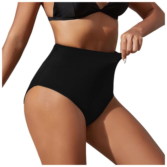 GDREDA Women's High Waisted Swimsuit Bottoms Full Coverage Basic Bikini Bottom Bathing Suit Black,XL