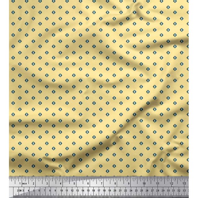 Soimoi Rayon Crepe Fabric Geometric Small Fabric Prints by Yard 46 Inch Wide