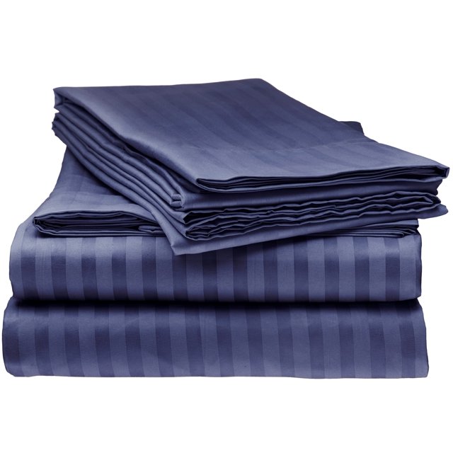 ELAINE KAREN 1800 Series - Soft Brushed Microfiber - Striped KING Bed Sheet Set, Navy