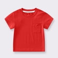 thumbnail image 4 of Hiiyo T-Shirt pour Tout-Petits Garçons, Couleur Unie, Manches Courtes, T-Shirt avec Poche, Rouge, 4 of 4