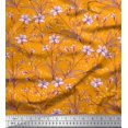 thumbnail image 1 of Soimoi Moss Georgette Fabric Leaves & Azalea Floral Fabric Prints By Yard 42 Inch Wide, 1 of 3