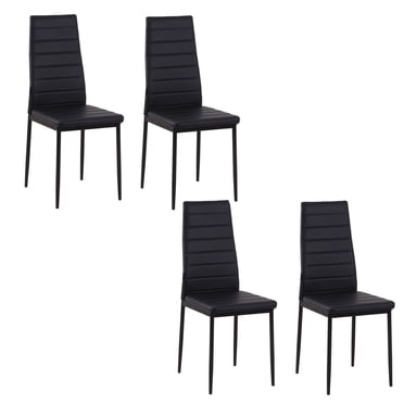 HOMCOM Chaises de Salle à Manger, Ensemble de 4, Chaises d'Appoint Rembourrées en Cuir PU, Dossier