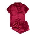thumbnail image 3 of Women's Satin Casual Home Button Pajama Set(Hot Pink,S), 3 of 3