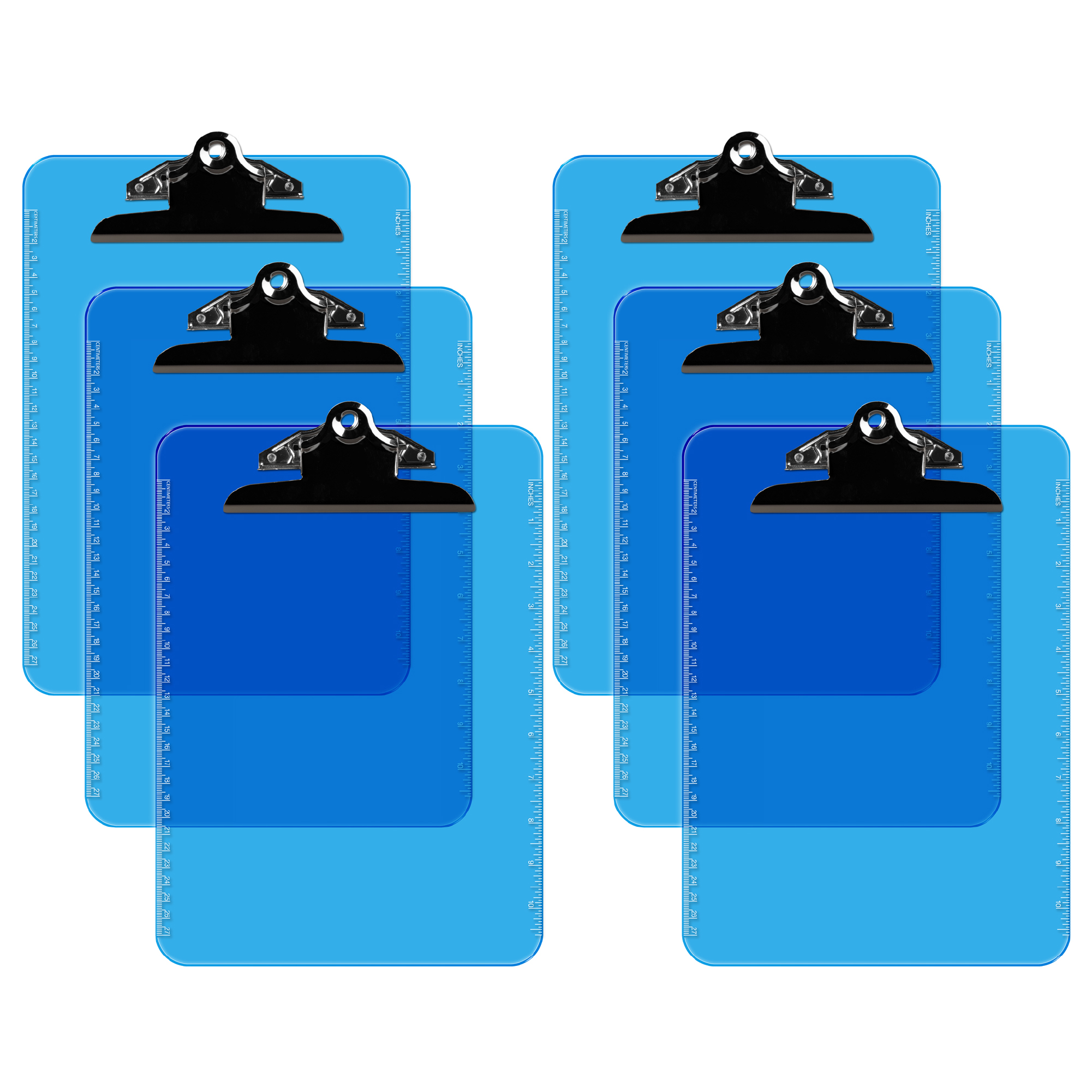 Bloc-notes en plastique Davis Group, pince à ressort, bleu transparent, ensemble de 6