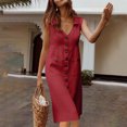 thumbnail image 2 of Birdeem Womens Summer Solid Color V-Neck Soft Comfortable Sleeveless Vest Dress, 2 of 6