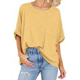thumbnail image 4 of AherBiu Hauts Surdimensionnés pour Femmes Manches 3/4 Encolure Dégagée Été Décontracté Ample Haut T-Shirts Blouse, 4 of 7