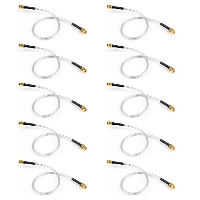 10Pcs SMA Male to SMA Male RF Extension Coax Pigtail Semi-Rigid Cable RG402 30cm