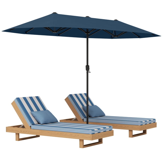Gymax 13 FT Double-sided Patio Umbrella Outdoor Large Twin Size Umbrella Navy