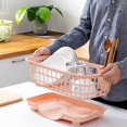 thumbnail image 4 of Dish Drying Rack Kitchen Drying Rack Dish Drying Rack Fast Drainage Detachable Base Drainboard Design Strong Plastic Dish Drainer For Dish Fork Chopsticks Pink, 4 of 5