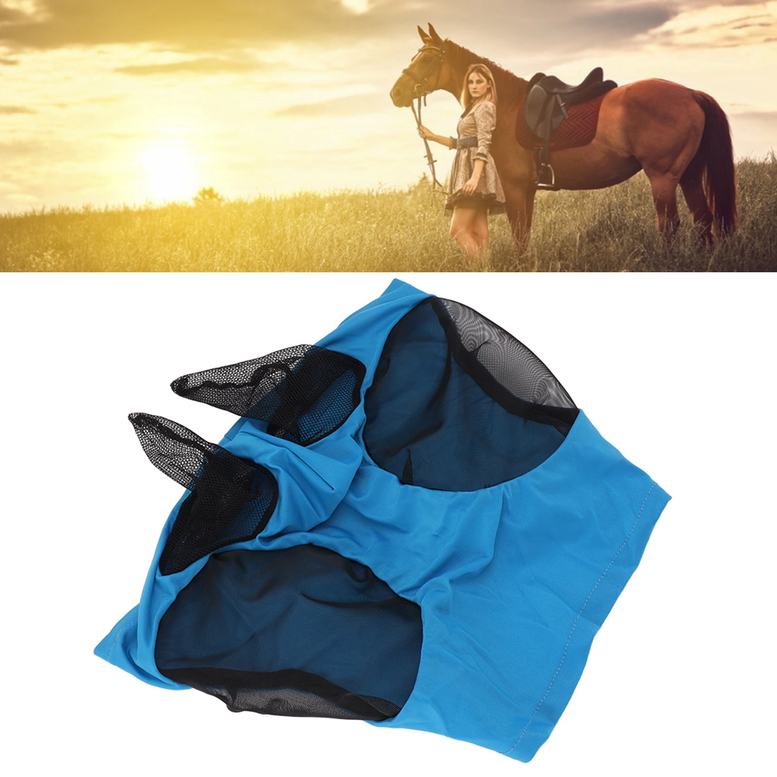 Fly , UV Protection Breathable Stretchable Mesh Horse Fly , Smooth and Elasticit Comfortable Horse  with Ears for Full Size Horse, Short Legged Horses, Adult Horses