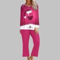 thumbnail image 2 of Pisexur Pyjamas de Noël pour Femmes Ensemble Deux Pièces Tendance Vacances Verres à Vin Rouge Imprimé Pjs Décontractés Manches Longues Col Rond Hauts Pantalons de Pyjama Vêtements de Nuit, 2 of 4