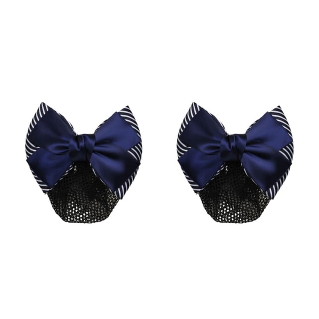 Baohd Wide Application Bow Work Hair Clips For Various Occasions Professional Hair Plate Mesh Pocket Thick Stripes- Blue 2Set
