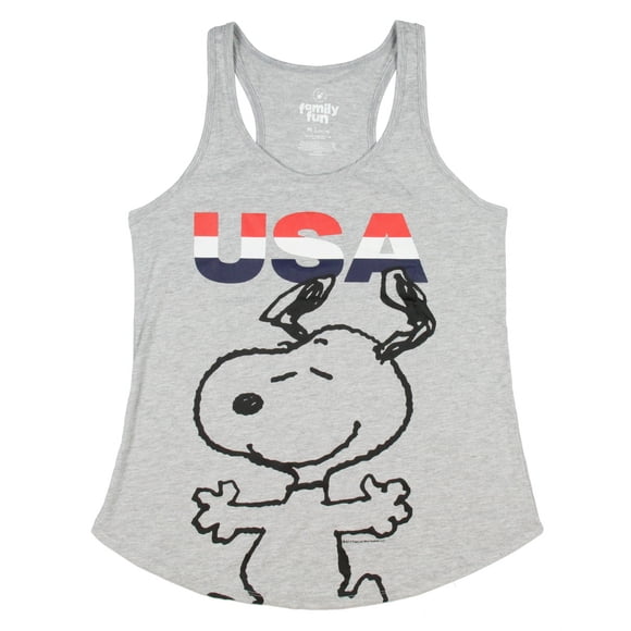 Peanuts Snoopy Juniors' USA Graphic Tank Top (Small)