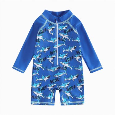 Curenmufel Toddler Boy Swimsuit Bright Set Toddler Baby Boy Swimsuit Long Sleeve Zipper Rash Guard Swimwear Infant Bathing Suit and Swim Cap Cute Beach Outfits 6 9 Months (Dark Blue,6-9 Months)