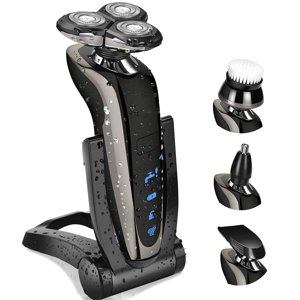 Precision Electric Shaver for Men, Floating Heads 4D Shaving System Wet Dry Shaver with USB Charge, Waterproof Beard Trimmer Sideburns Trimmer Face Cleaning Brush