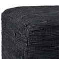 thumbnail image 3 of Simpli Home Pouf Carré Boho Fredrik en Cuir Véritable Tressé Noir, 3 of 7