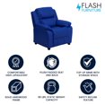 thumbnail image 4 of Deluxe Padded Contemporary Blue Vinyl Kids Recliner with Storage Arms, 4 of 9