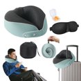 thumbnail image 1 of Wzzjkit 4PCS Neck Pillow with Eye Mask Earplugs Storage Bag, Breathable Travel Airplane Pillow, Solid Color Travel Pillow for Plane Car Home Recliner Use, 1 of 6