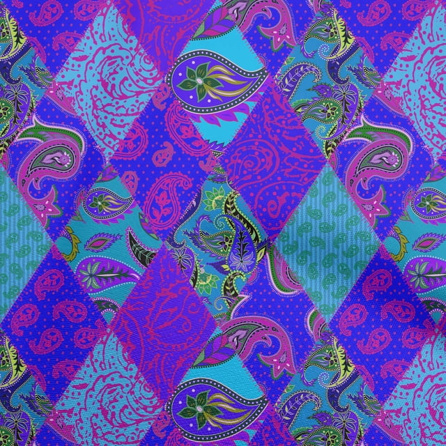oneOone Polyester Spandex Turquoise Blue Fabric Asian Paisley Craft Projects Decor Fabric Printed By The Yard 56 Inch Wide