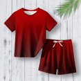 thumbnail image 2 of Plebaso Baby Girls Boys Two-Piece Sets Gradient Color Short Sleeve Tops Shorts Kids Summer Clothes, 2 of 3